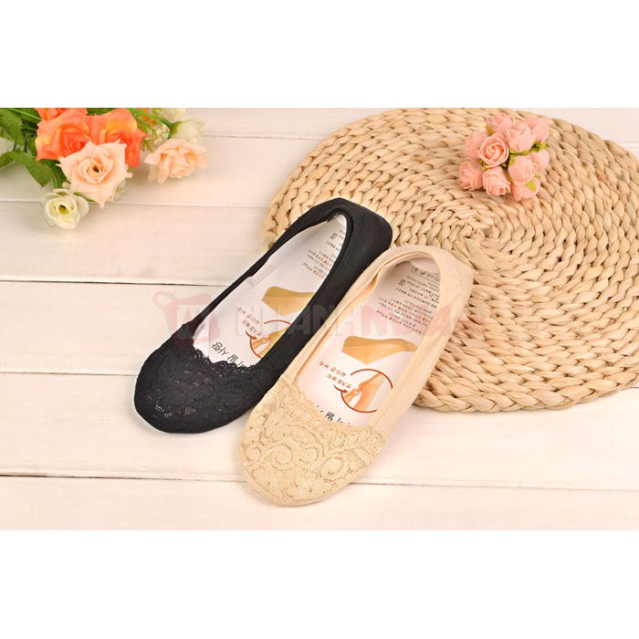 Tất ren cổ thấp đi giày cao gót, giày lười chống trượt