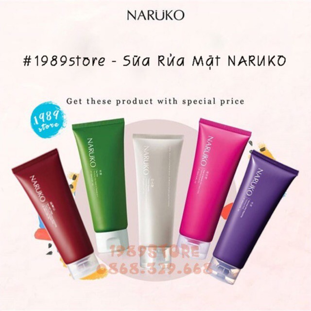 NARUKO ĐÀI LOAN - SỮA RỬA MẶT CÁC LOẠI TUÝP 120g/120ml