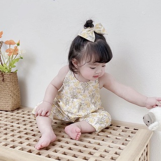 Jumsuit hoa kèm nơ cho bé_[Hàng Quảng Châu]