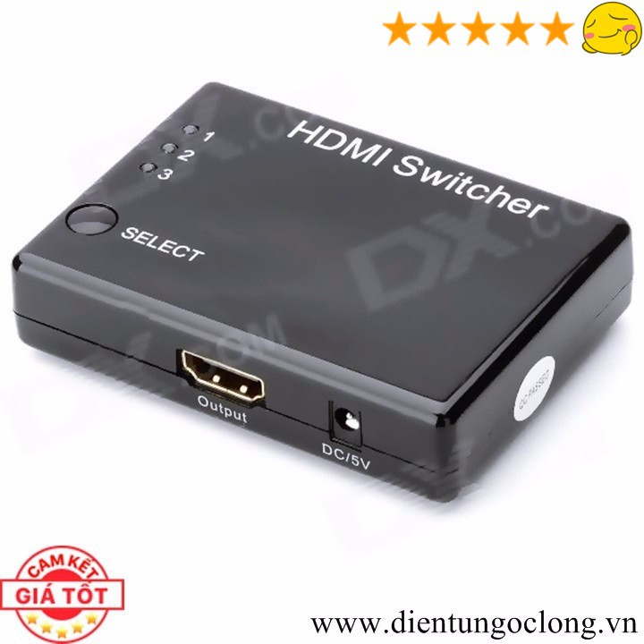Hub HDMI 3 IN 1 OUT Có Remote Điều Khiển