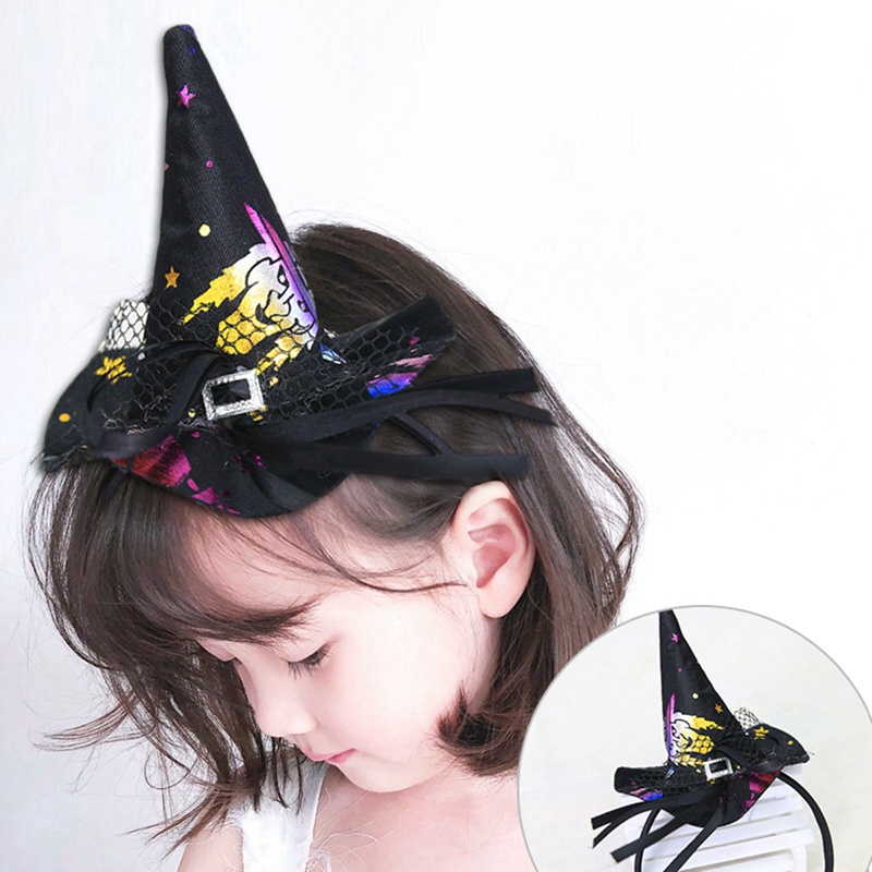 Cài tóc kèm nón phù thủy hóa trang Halloween cho bé gái