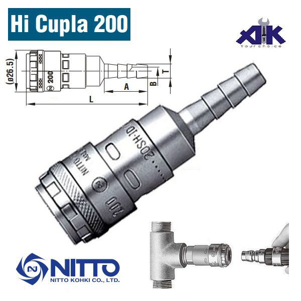 Đầu nối nhanh tự động NITTO Nhật - [200-20SM, 200-20SF, 200-20SH, 200-