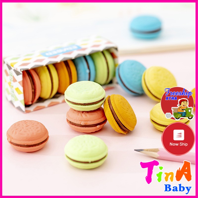 Gôm tẩy bút chì hình bánh Macaron dễ thương, gôm tẩy nhiều màu sắc E517