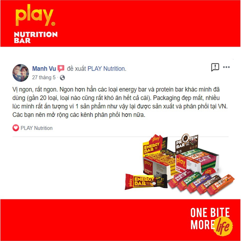 Hộp 12 Thanh Protein PLAY Vị Táo và Quế – PLAY Protein Bar Apple & Cinnamon