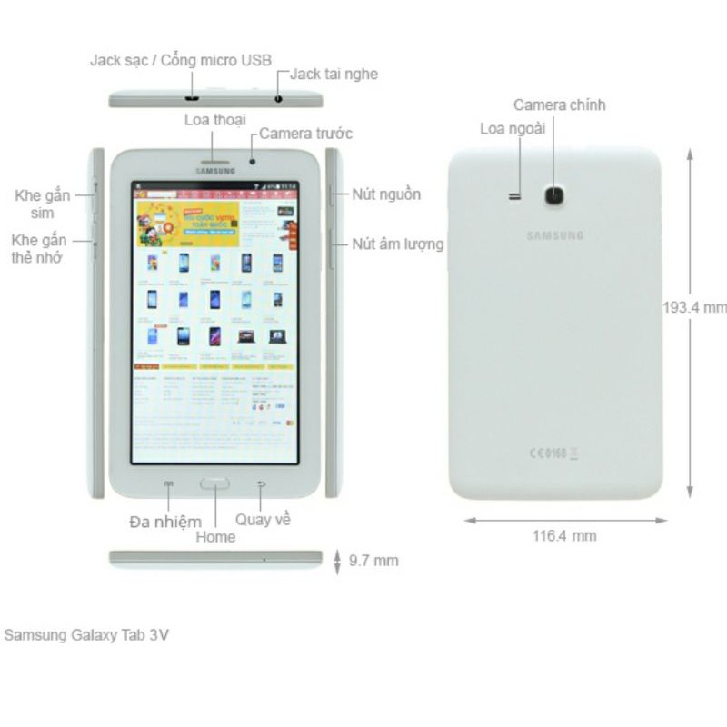 Máy cũ 80% - Máy tính bảng Samsung Galaxy Tab 3V 7" | BigBuy360 - bigbuy360.vn