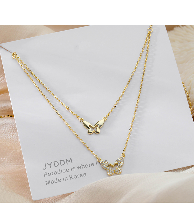 925 Sterling Silver Butterfly Necklace with Fashion Gemstones For Women