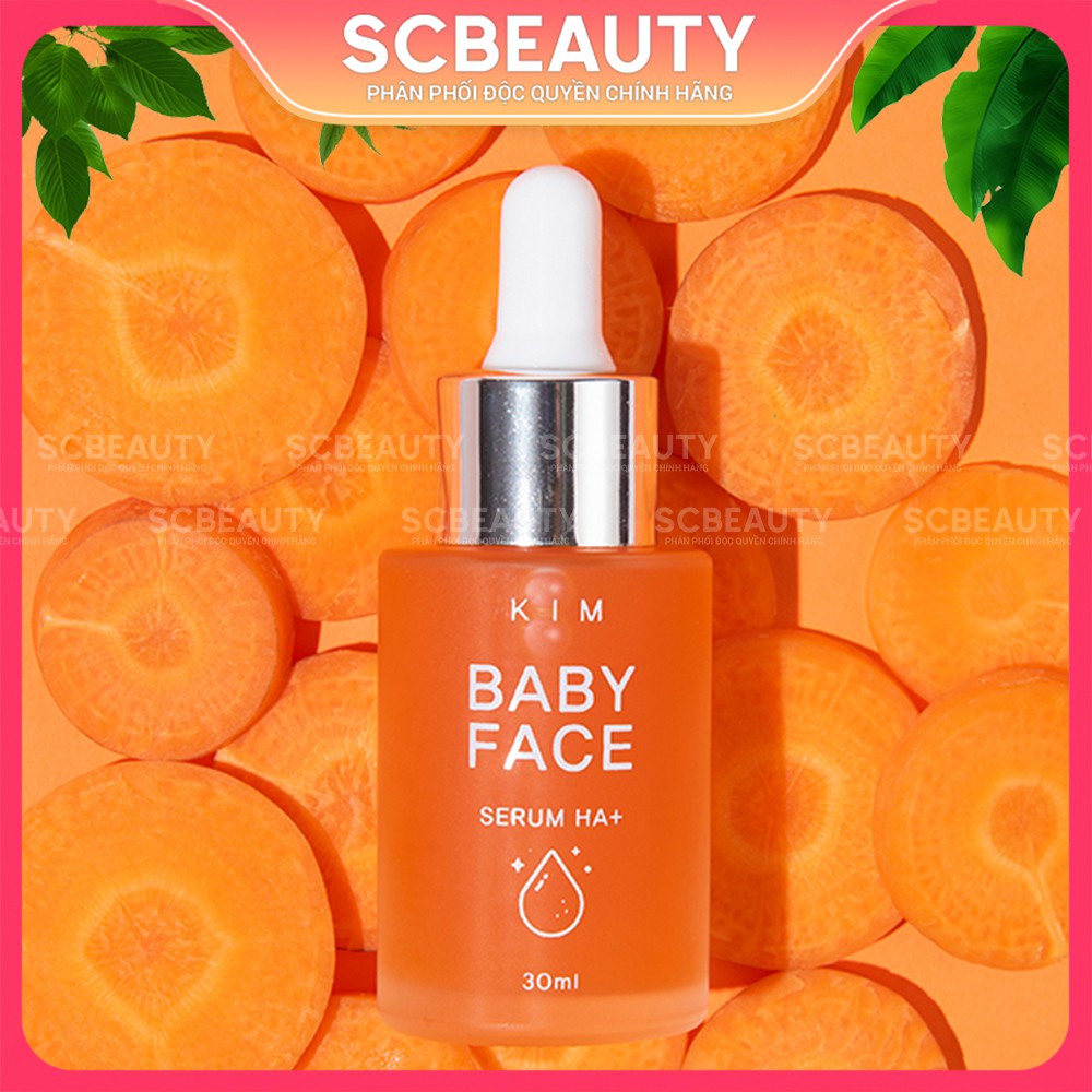 Serum dưỡng trắng da mặt, sạch mụn, mờ nám, tàn nhang KIM BABY FACE HA+ chiết xuất cà rốt 30ml