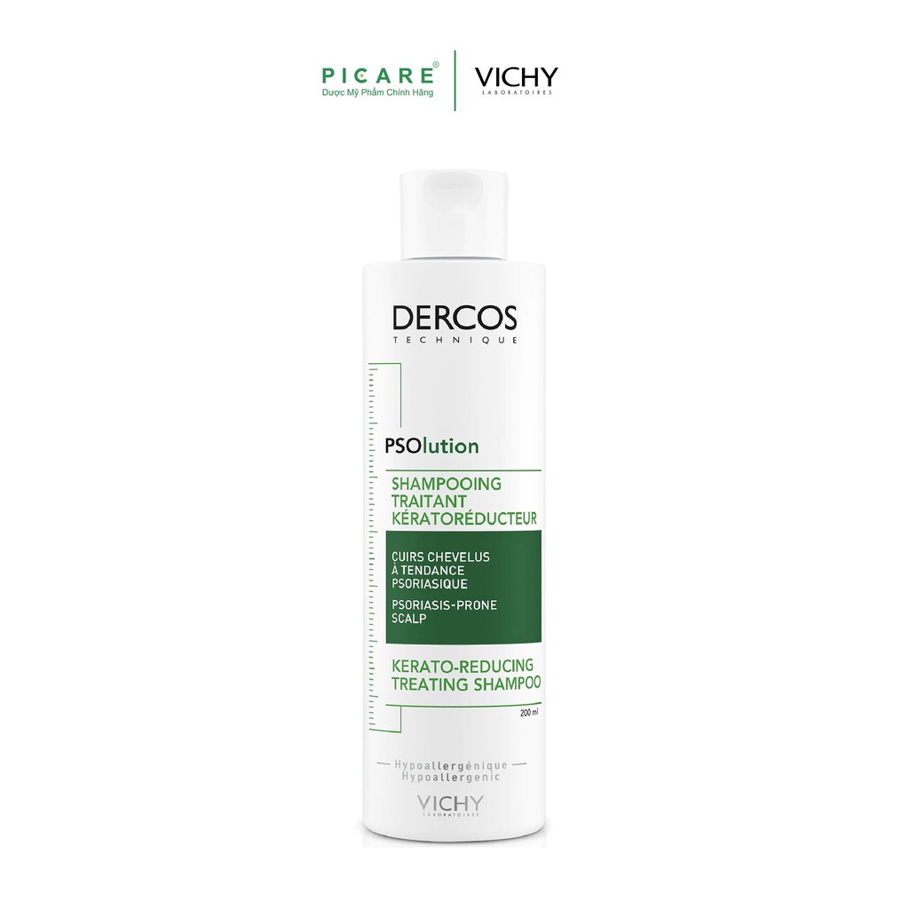 Dầu gội làm sạch tóc và da đầu dành cho da đầu gàu ngứa Vichy Dercos PSOlution Kerato-Reducing Treating Shampoo 200ml