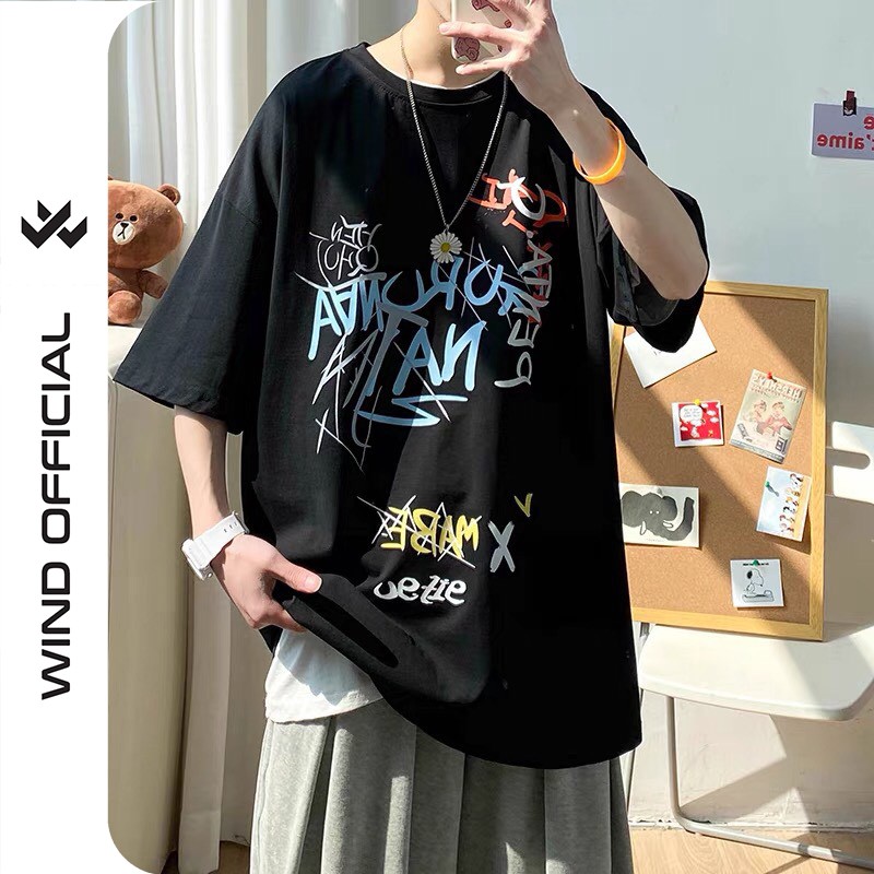 Áo thun tay lỡ unisex form rộng MABE nam nữ phong cách ulzzang wind