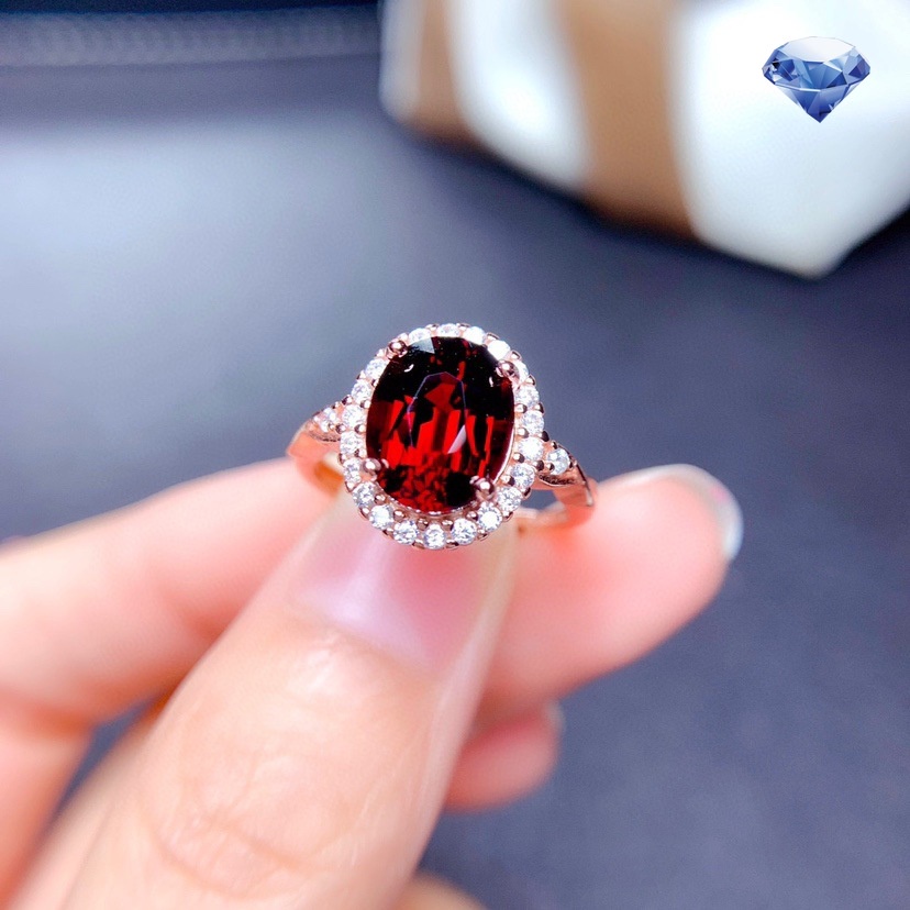 Nhẫn Thời Trang Mạ Vàng Hồng 18k Đính Đá Ruby Tinh Tế Tự Nhiên