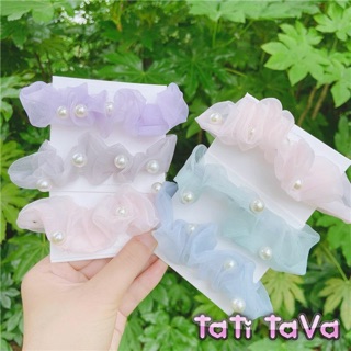 (Video)Hot  Cột tóc srcunchies voan hạt châu Tatitava