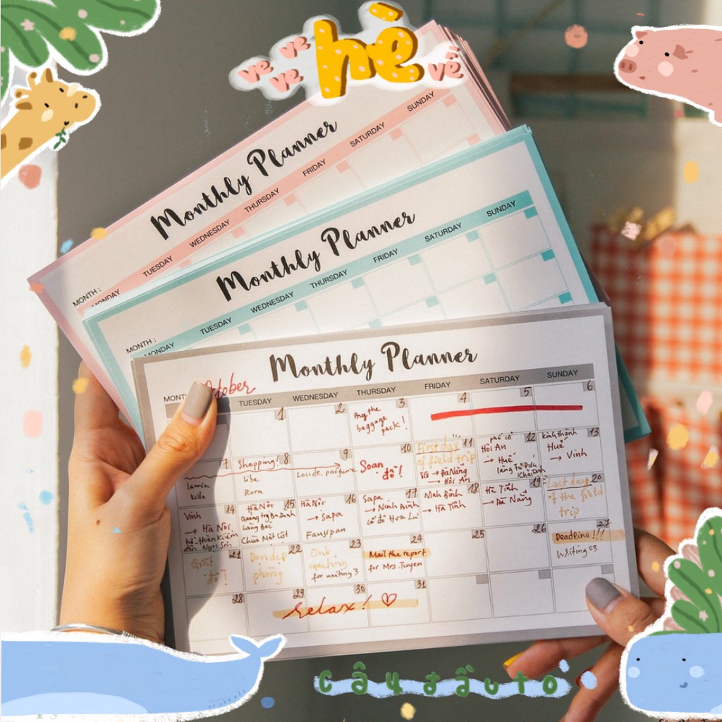 Set Giấy Lập Kế Hoạch A5 Daily/Weekly/Monthly Planner
