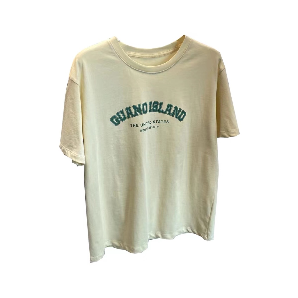 Áo thun HIIXIIVI 100% cotton tay ngắn cổ tròn in chữ phong cách Hàn Quốc thời trang mùa hè 2022 cho nữ