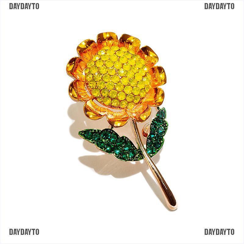 Ghim Cài Áo Hình Hoa Hướng Dương Đính Pha Lê Thời Trang