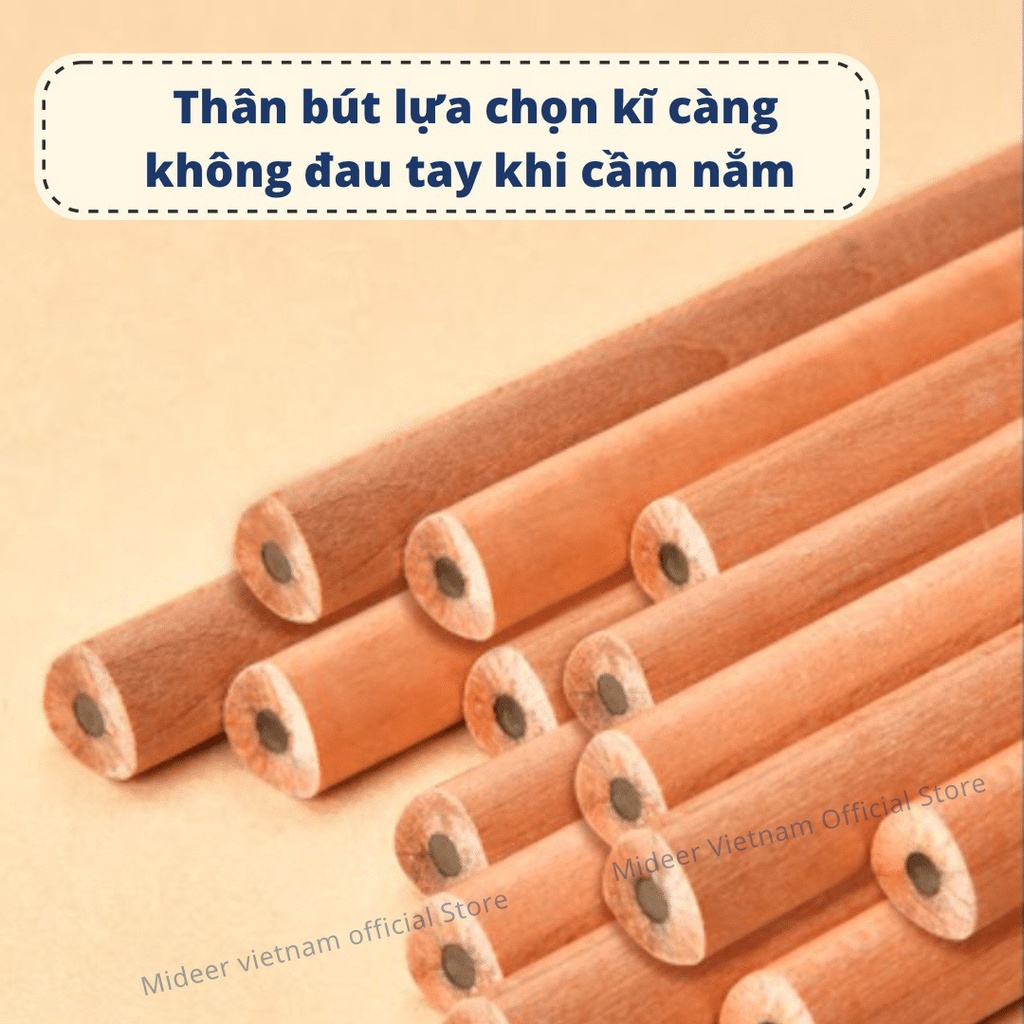 Bộ bút Chì 2B 4B 6B hộp 6 bút chì Mideer Thick Triangular Pencils, Đồ dùng dụng cụ học tập