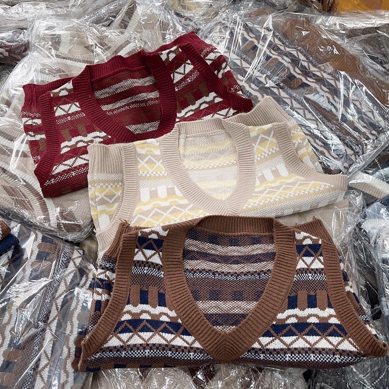 Áo ghile len thổ cẩm diện Tết | BigBuy360 - bigbuy360.vn