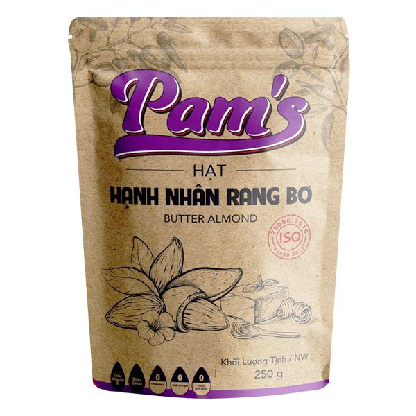 E - Hạt Hạnh Nhân Rang Bơ Pam's Túi 250G