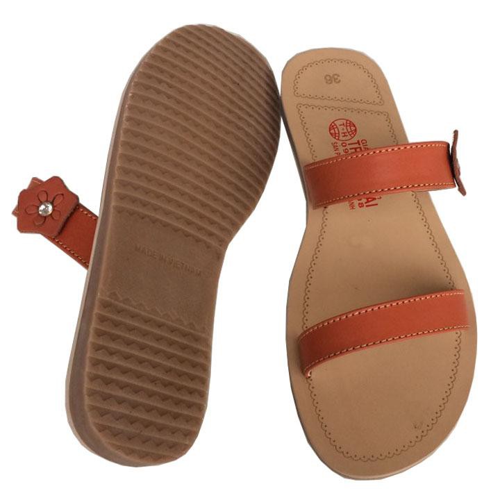 Dép nữ quai ngang 2 quai da bò đế đúc Trường Hải QNN0158