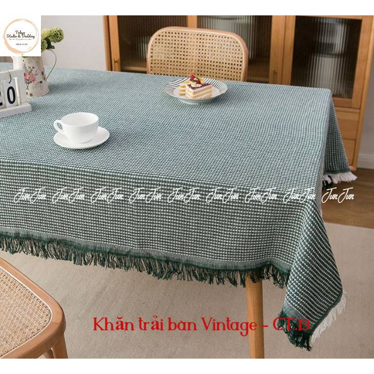 H9_Khăn trải bàn hình chữ nhật/bàn tròn Cotton và Lanh Morandi