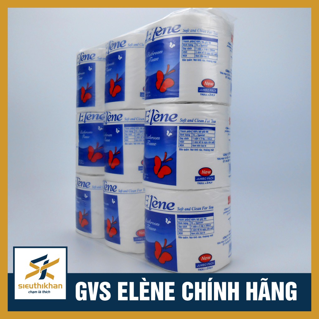 Giấy vệ sinh Elene 9 cuộn, 3 lớp có lõi