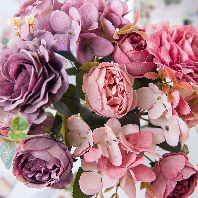 1 Nhánh Hoa Hồng Nhân Tạo Trang Trí Nhà Cửa/Văn Phòng/Sự Kiện