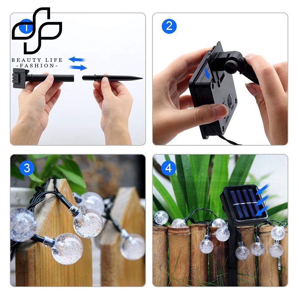 ⭐BEAUTY-30LED Outdoor Solar Powered Bulb Ball Light Lamp Decor