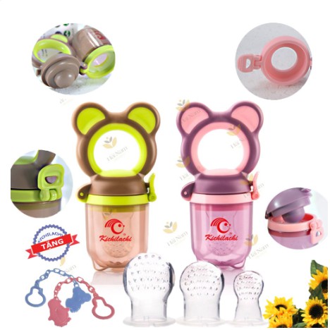 Túi Nhai Ăn Dặm Cho Bé Silicon Kichi Túi Ngậm Nhai trái cây Cho Bé Mới Tập Ăn