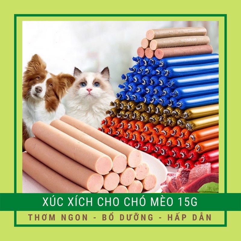 Xúc Xích Cho Chó Mèo 15g - Gồm 5 Vị Hấp Dẫn Bổ Dưỡng Giàu Vitamin | Dùng Cho Cả Chó Và M