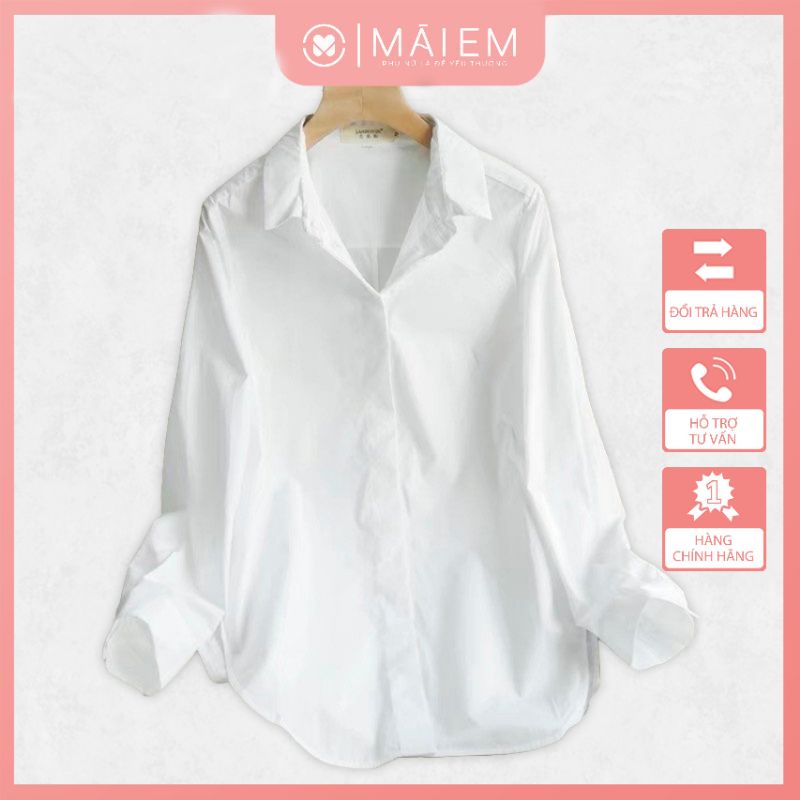 Áo sơ mi trắng cổ đức công sở phong cách Hàn Quốc chất liệu mềm mịn không bai xù nhão Mái Việt Nam_A7015