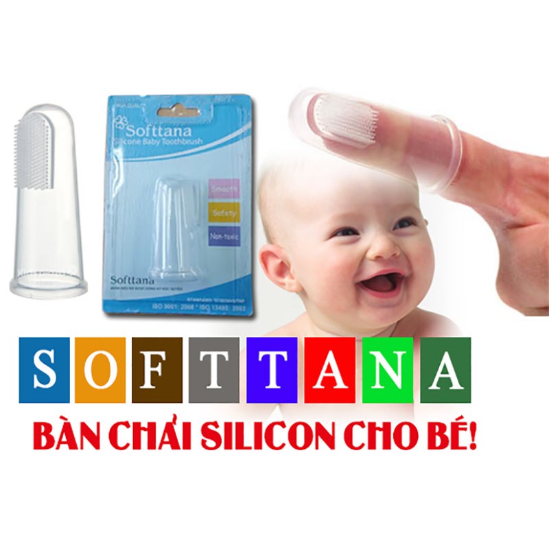 Bàn chải Silicon em bé SOFTTANA an toàn, không độc hại