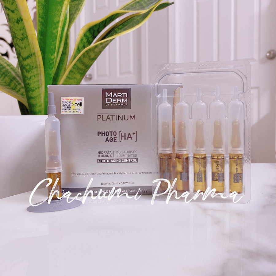 Martiderm platinum photo age ha+ ampoules 15% vitamin c nguyên chất chống lão hóa