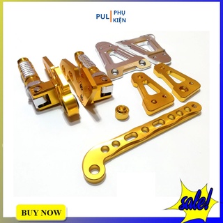 Gác chân sau Ex 150 mẫu Biker màu vàng nhôm cnc cao cấp đủ pat gắn gọn gàng tiện lợi để chân thoải mái