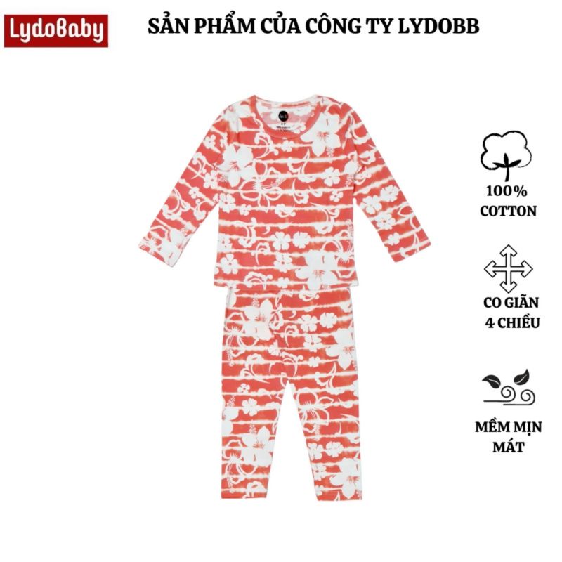 Bộ đồ quần áo dài tay cho bé gái mùa hè thu LYDO BB 100% cotton họa tiết hoa lá điệu đà nổi bật từ 2 đến 12 tuổi