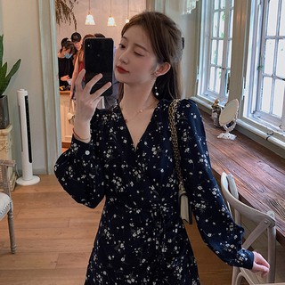 [ORDER] ĐẦM HOA CỔ V RÚT EO DỌC