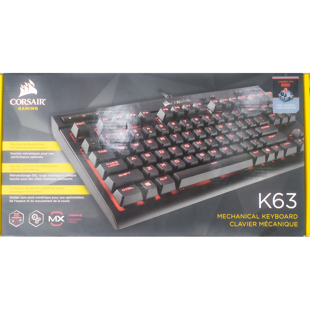 Bàn phím cơ CORSAIR K63 Có dây - Mx Red