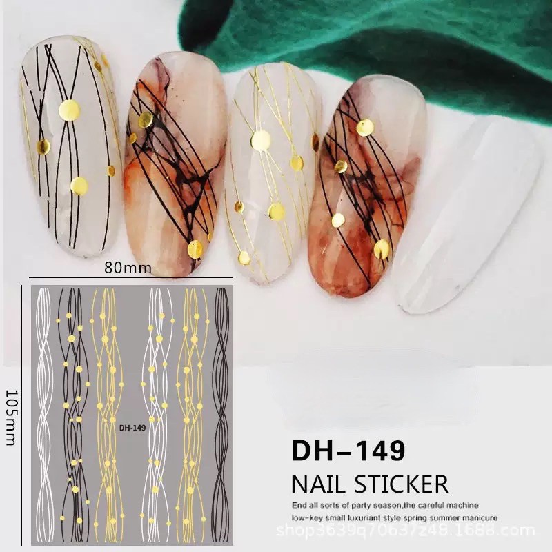 Sticker dán móng hoạ tiết đường kẻ trang trí,hình dán móng tay hoạ tiết đường kẻ kiểu trang trí móng tay nail