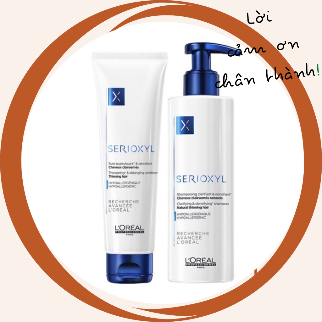 Cặp gội xả cải thiện tóc thưa mỏng - Loreal Serioxyl shampoo and conditioner