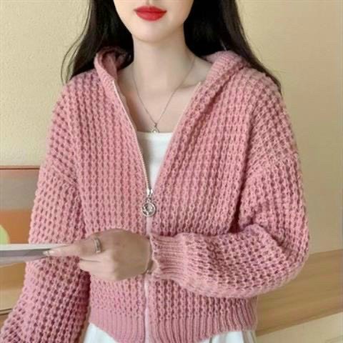 Áo Khoác Len Móc Có Mũ Dây Kéo Bo Gấu Tay Dài | Smide Clothing