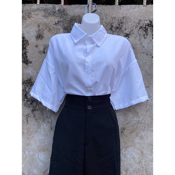 quần tây 2nut baggy lưng cao 2 co bán nguyên set (lưu ý quần dài 88cm) form nhỏ
