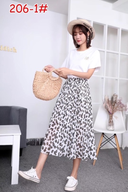 Chân váy hoa daisy dập ly ( hình thật )