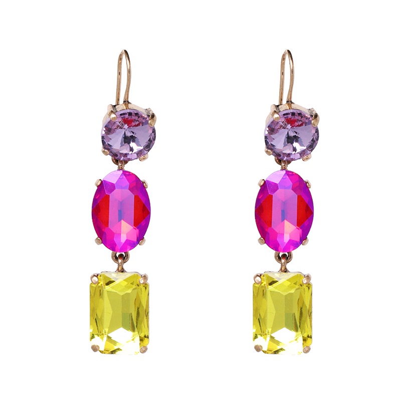 Khuyên tai PINKDUDU PD711 hợp kim dáng dài đính đá pha lê phong cách bohemia thời trang