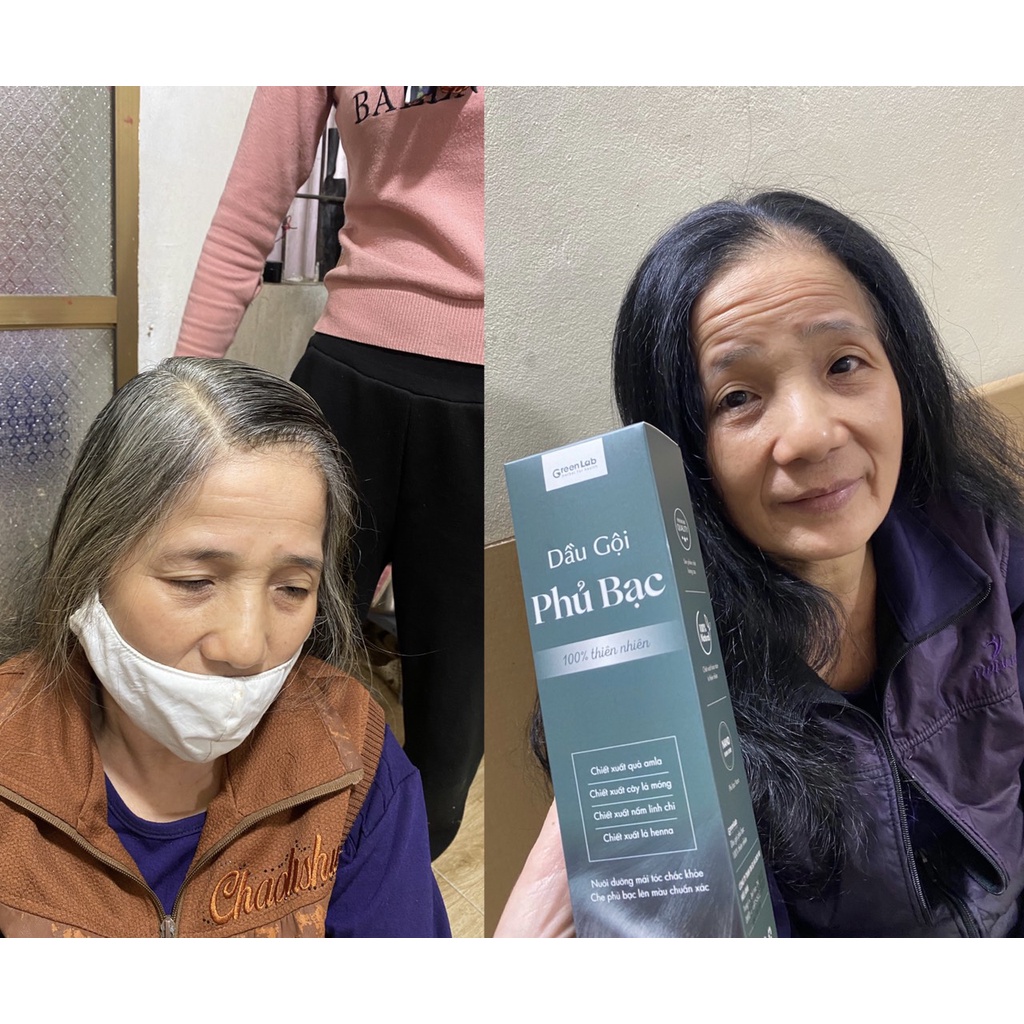 Dầu gội Phủ Bạc GreenLab thiên nhiên tóc nhuộm đen trong 7 phút 200ml