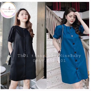 Váy bầu (đầm bầu) thời trang thiết kế dáng xuông túi thật MB217 chất lụa hàn châu size 45-70kg