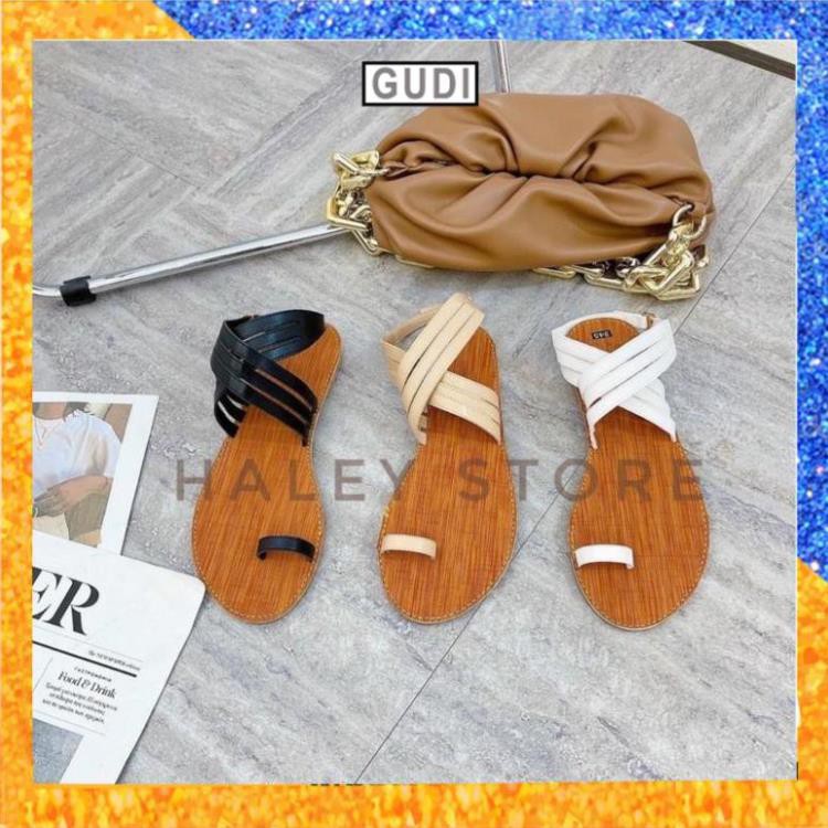 Giày Sandal nữ đế bệt chiến binh xỏ ngón dây mảnh quai chéo hot mùa hè 2021 đi biển đi chơi đi học  HALEY STORE