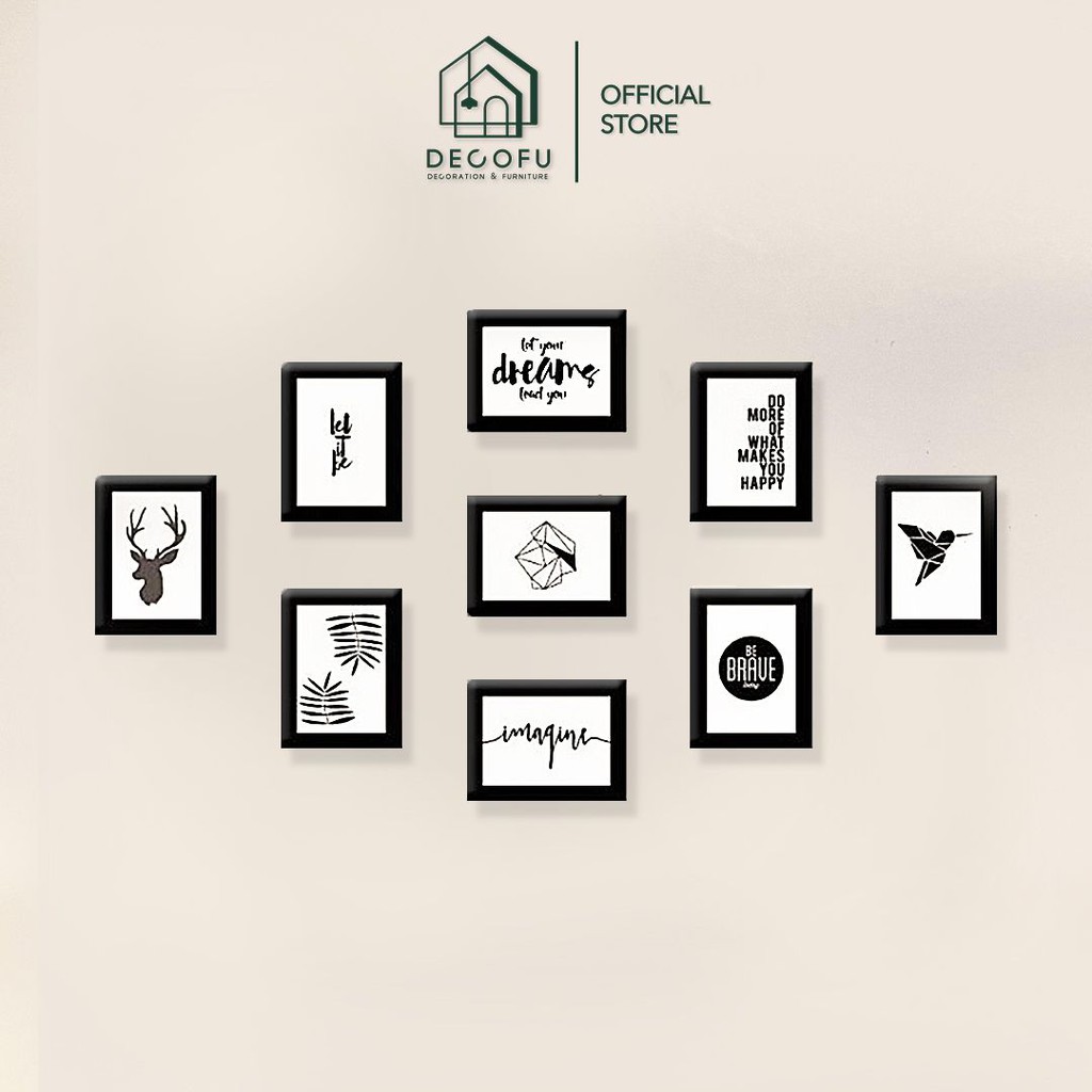 Bộ 9 khung ảnh DECOFU, khung tranh treo tường miễn phí in ảnh - 9A6 | BigBuy360 - bigbuy360.vn