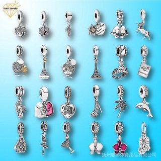 Pandora mặt dây chuyền bạc 925 hình trái tim đôi cánh thiên thần
