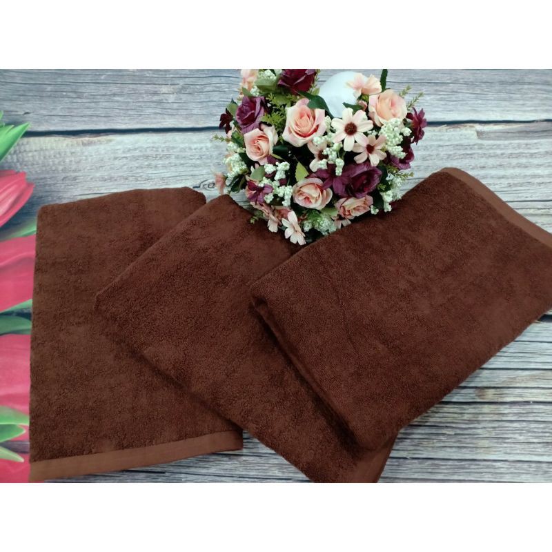 KHĂN TẮM COTTON MÀU NÂU  SỢI BÔNG DÀY HÚT NƯỚC TỐT, KHÔNG XÙ LÔNG RA MÀU