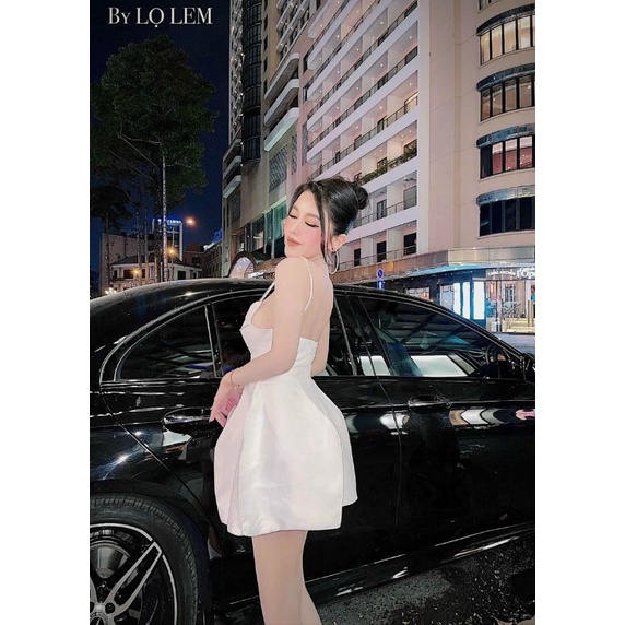 Đầm xòe 2 dây đá thiết kế