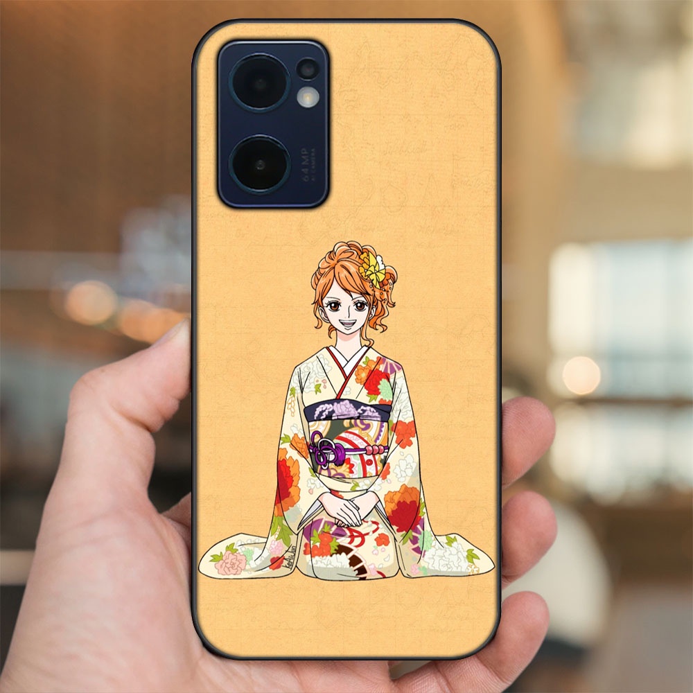 Ốp lưng Oppo Reno 7 5G viền đen in hình Nami One Piece Đảo Hải Tặc