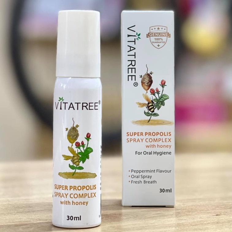 Chai xịt giảm đau họng keo ong Vitatree 30ml cho bé